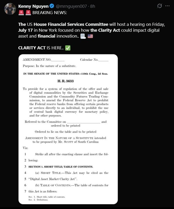 CLARITY Act Heads Into Decisive July as House Schedules Back-to-Back Crypto Hearings 2