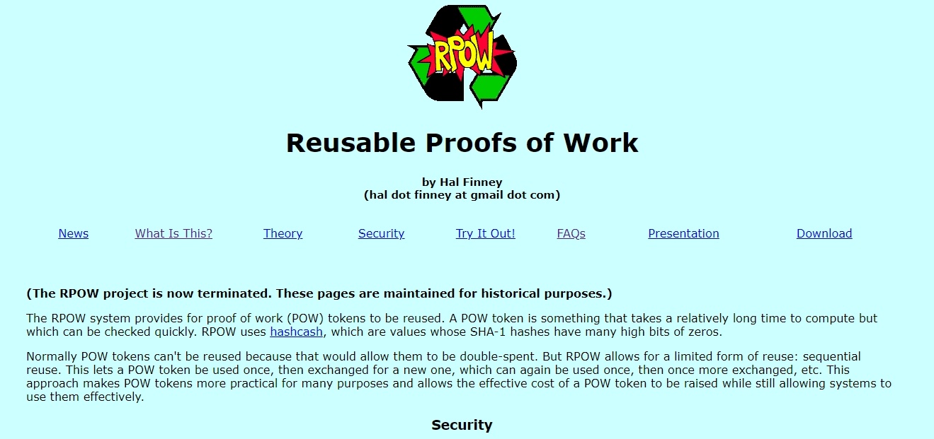 Remembering Hal Finney's Vision: The 20th Anniversary of Reusable Proofs of Work Remembering Hal Finney's Vision: The 20th Anniversary of Reusable Proofs of Work 2