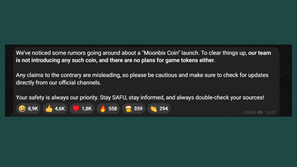 Binance Moonbix Clarifies Token Rumors: No Plans for a Moonbix Coin 1