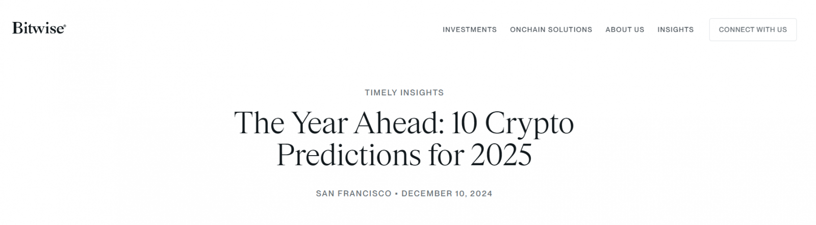 Bitcoin Breaks $100K Again: Bitwise’s Top 10 Predictions for Crypto in 2025 1