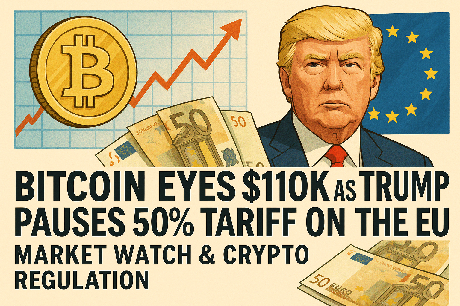 Bitcoin Eyes $110K as Trump Pauses 50% Tariff on the EU | Market Watch & Crypto Regulation 1