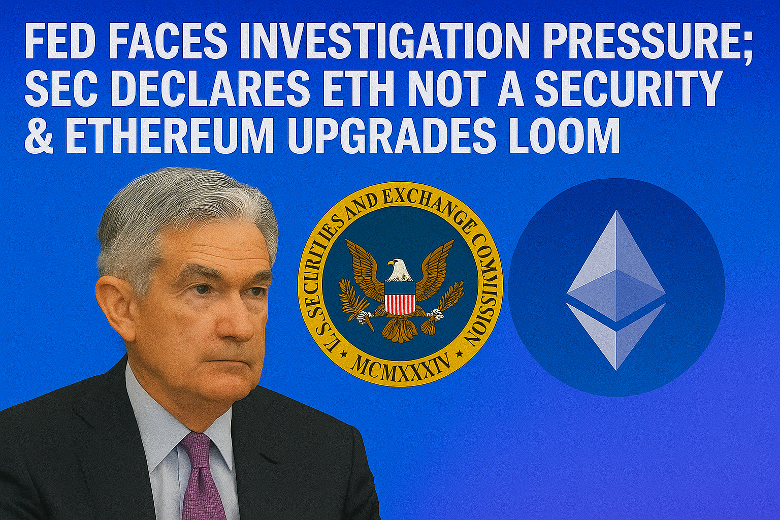 Fed Faces Investigation Pressure; SEC Declares ETH Not a Security & Ethereum Upgrades Loom 1