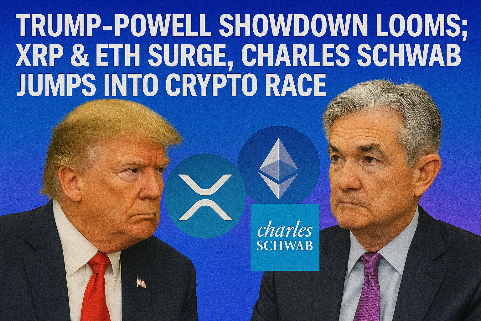Trump-Powell Showdown Looms; XRP & ETH Surge, Charles Schwab Jumps into Crypto Race 1