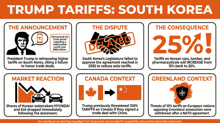 Tariff King Strikes Again: Trump Raises Tariffs on South Korean Imports to 25% Tariff King Strikes Again: Trump Raises Tariffs on South Korean Imports to 25% 2