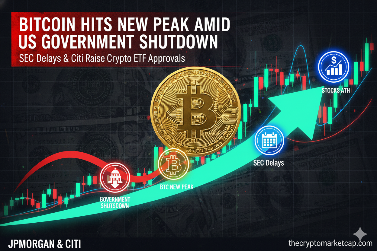 Bitcoin Hits New Peak Amid US Government Shutdown | SEC Delays Crypto ETF Approvals 1