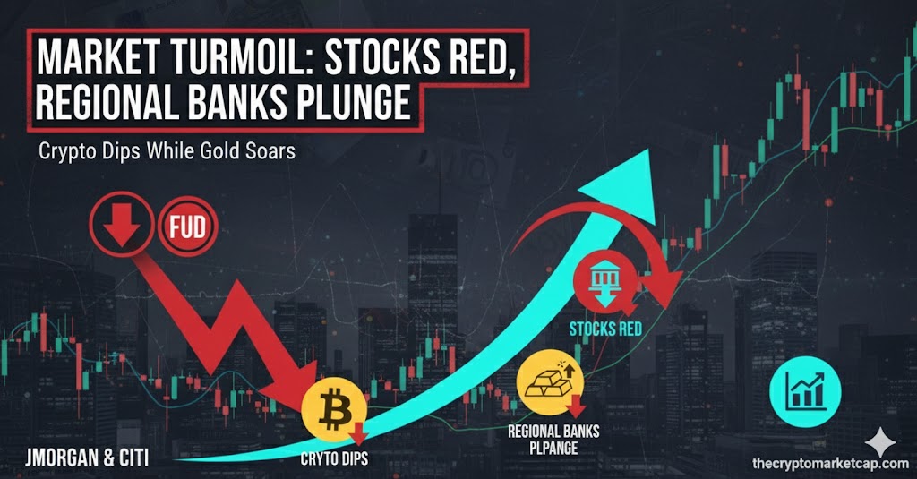 Market Turmoil: Stocks Down, Regional Banks Plunge, Crypto Dips While Gold Soars 1