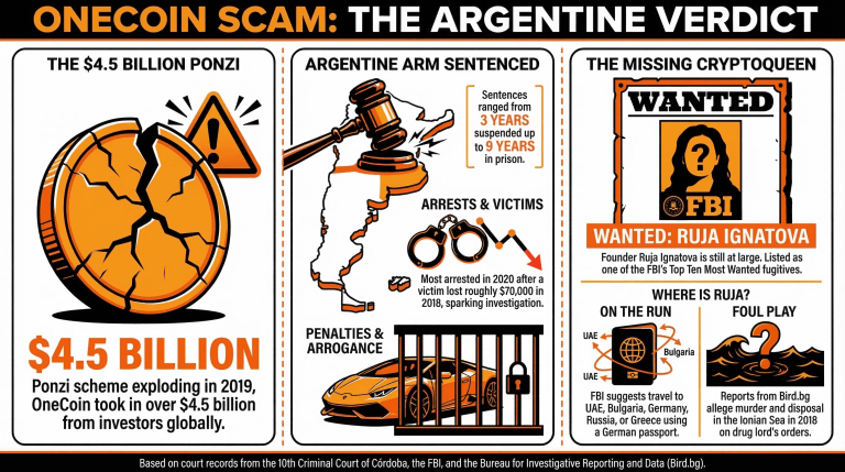 Twelve individuals linked to Onecoin have been sentenced in Argentina. 2