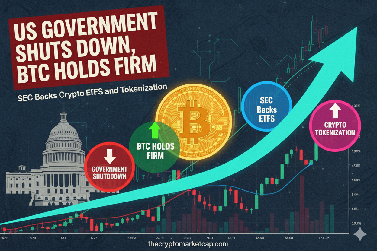 US Government Shuts Down, BTC Holds Firm | SEC Backs Crypto ETFs and Tokenization 1