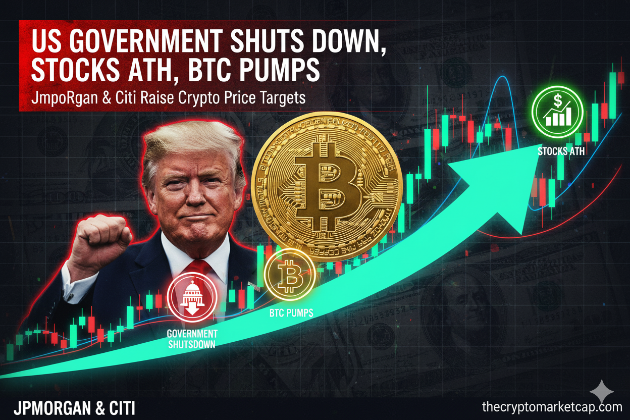 US Government Shuts Down, Stocks ATH, BTC Pumps | JPMorgan & Citi Raise Crypto Price Targets 1
