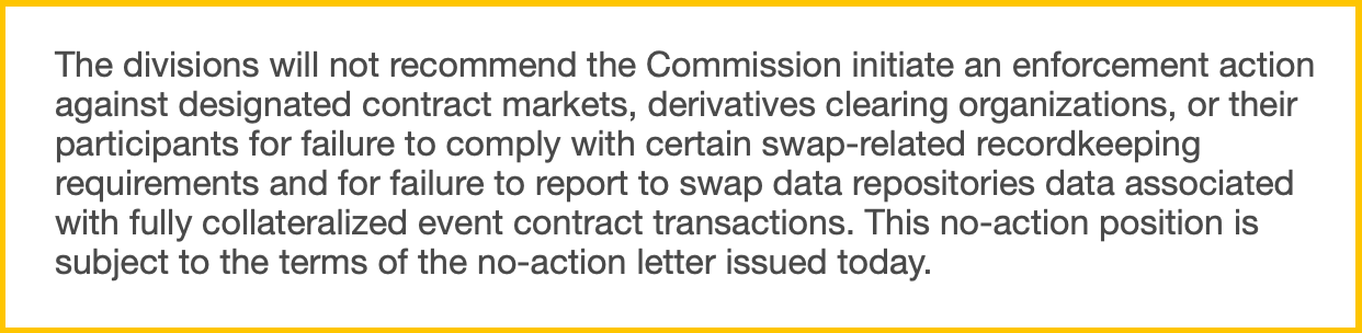 CFTC Eliminates Swap Reporting Responsibilities for Prediction Market Operators Nationwide 2