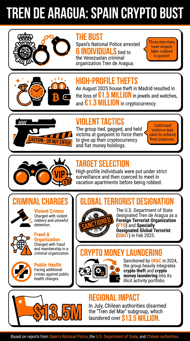 Spain's National Police Dismantle Violent Crypto-Robbery Ring Linked to Tren de Aragua 2