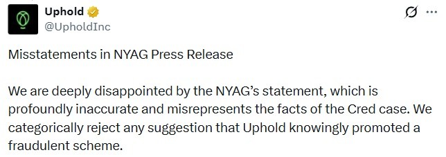 Uphold Rejects New York Claims After $5M Customer Repayment Deal 2