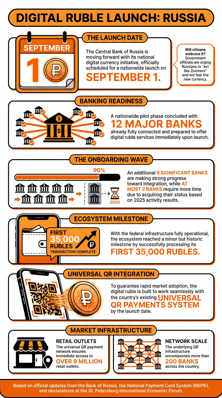 Bank of Russia Confirms September Rollout for Digital Ruble, With Top Banks 'Ready and Connected' 2