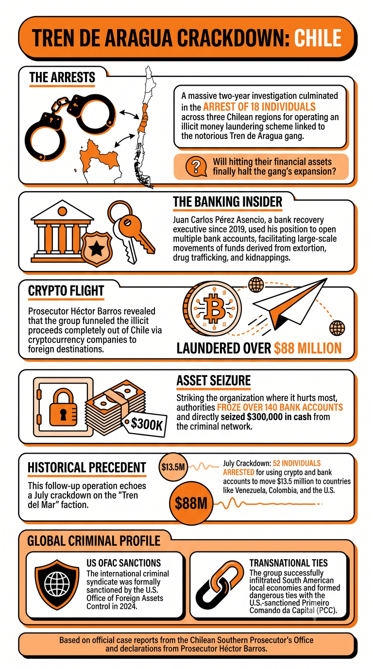Chile dismantles $88 million crypto laundering ring linked to the sanctioned Tren de Aragua cartel. 2