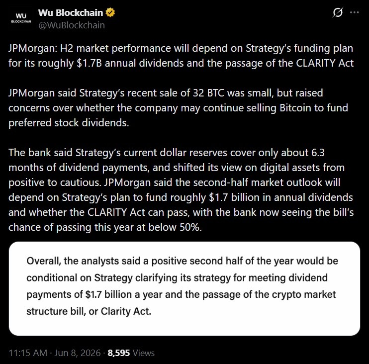 JPMorgan: Strategy's $1.7 Billion Dividend Bill Could Force More Bitcoin Sales 2