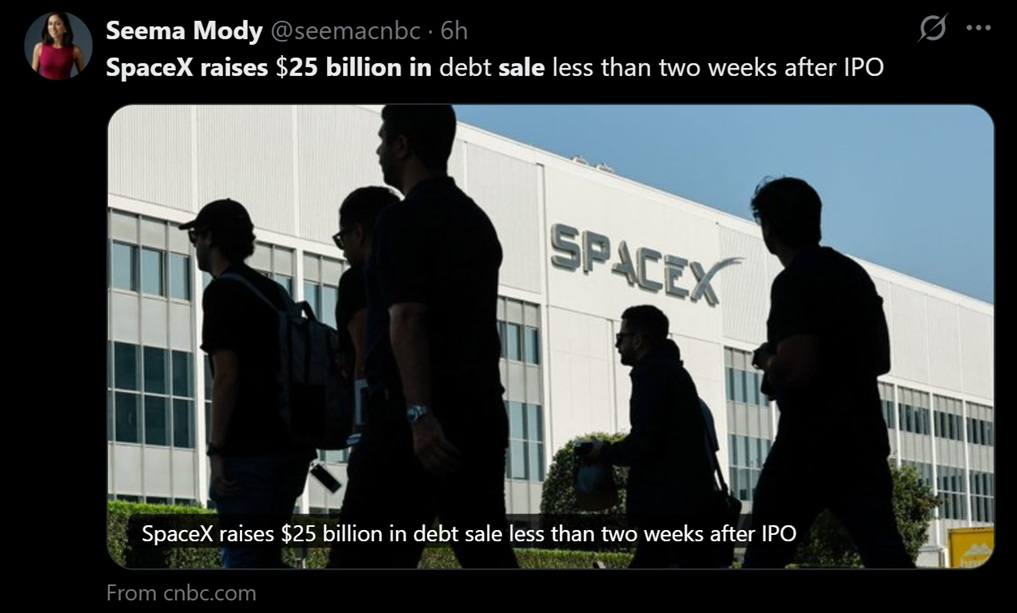 Musk's SpaceX Raises $25 Billion in Debut Bond Sale as Orders Near $90 Billion 2