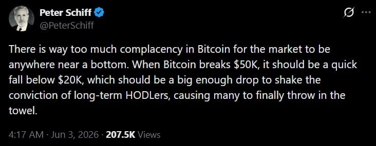 Peter Schiff: Bitcoin will crash below $20,000. 2